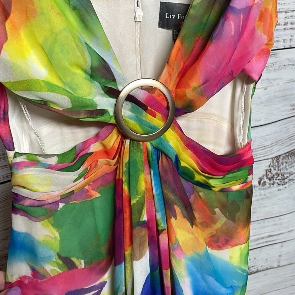 Liv Foster Multicolored-print Gown Colorful Size 0 Cut Outs - Picture 5 of 8